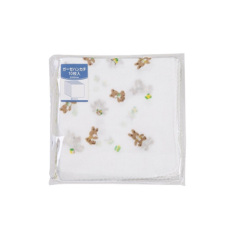 Gauze Handkerchiefs, Set of 10 (5 patterned, 5 plain)
