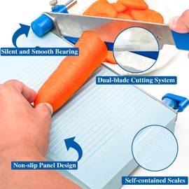 Orgthin Multipurpose Cheese Slicer Cutter with Board, Adjustable Thickness Dial Cutter for Block Cheese, Kitchen Slicer for Butter Sausages Carrots Cucumbers Vegetables Fruits