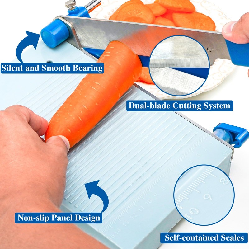 Orgthin Multipurpose Cheese Slicer Cutter with Board, Adjustable Thickness Dial