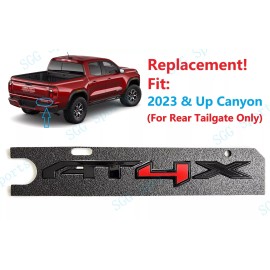 GMC 1PC Gloss Black Red Rear Tailgate AT4X Emblems Badge 2023-2024 GMC Canyon AT4X