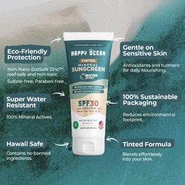 SPF 30 Tinted Mineral Sunscreen for Face & Body, Biodegradable Sport Mineral Sunscreen, Reef Safe Sunscreen, Travel Size Non Toxic Organic Natural Sunscreen Mineral Based 2.5 Fl Oz