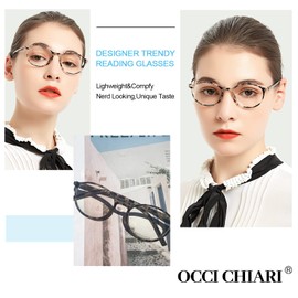 OCCI CHIARI Reading Glasses 3.0 Women's Reader 300 Diaptor (1.0 1.25 1.5 1.75 2.0 2.25 2.5 2.75 3.0 3.5 4.0 5.0 6.0) Clear Lens