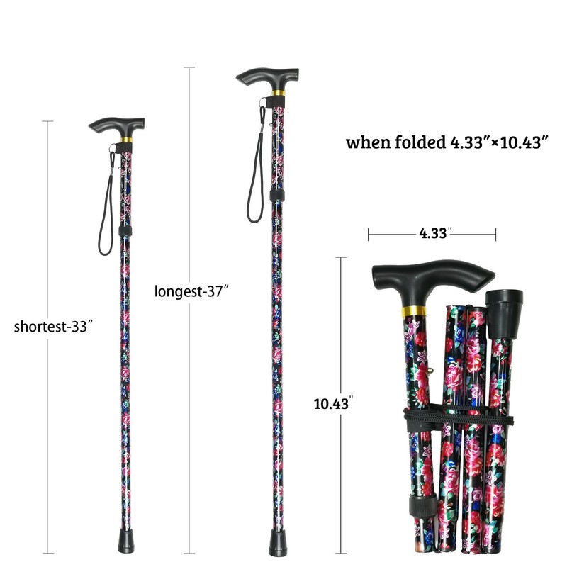 CLOKTA Folding Cane, 5-Level Adjustable Height Lightweight Portable Foldable Walking