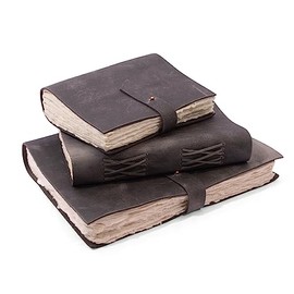 Sugarboo Ash Oiled Leather Journal with Deckled Edge Pages - Durable, Vintage-Inspired Notebook for Daily Thoughts and Reflections - Small Journal Size (6 x 8)
