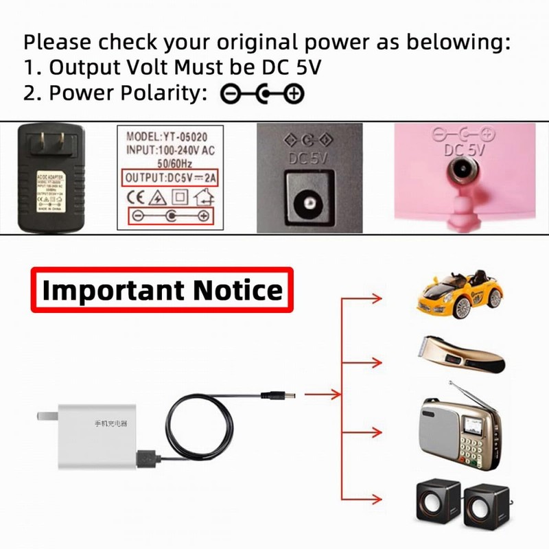 chenyang USB 2.0 to DC 5V 5.5x2.1mm Power Plug Barrel