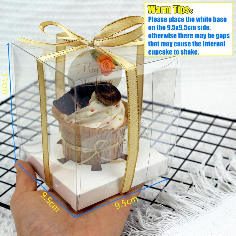 YankMooM Individual Cupcake Boxes,20 Pcs Clear Cupcake Display Boxes with