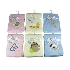 Luxury Soft Fleece Baby Blanket with Elephant Applique 75 x 100cm for Babies from Newborn