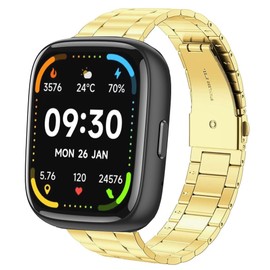 Compatible with Faweio Smartwatch Bands,Lamshaw 22mm Stainless Steel Metal Replacement Straps Compatible for Faweio IDW13/IDW16/IDW17/IDW19/IDW26/IDW21 Smartwatch (Gold)