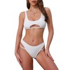 Elerevyo Women's Cutout Racerback Ribbed Bikini Sets, 2 Piece Scoop