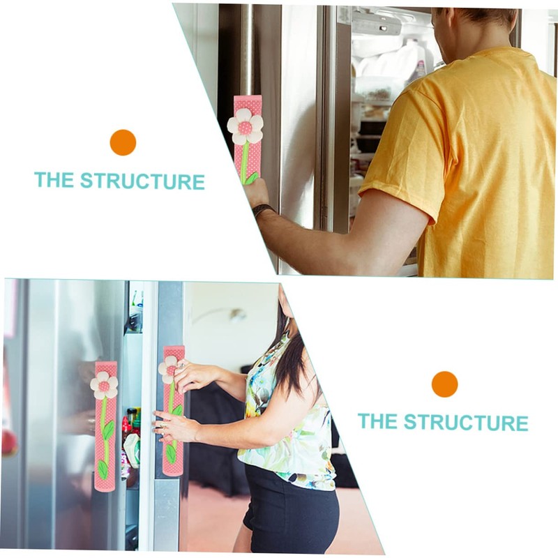 KOMBIUDA 2pcs Flower Decorated Refrigerator Door Handle Cover Kitchen Fridge