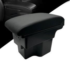 Tocsho Armrest Box for Kia Soul 2014-2019 Double Layer Front Center Console Black Leather with Charging 3 USB Ports