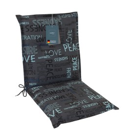 LILENO HOME Garden Chair Cushions in Letters Anthracite [Set of 1 - Low-Back] - Comfortable Loungers as Seat Cushions for Garden Furniture - Chair Cushion for Garden Chairs and Folding Chairs