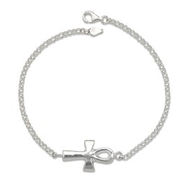 Better Jewelry .925 Sterling Silver Anklet (10, Ankh Cross)