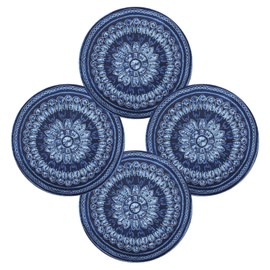 ALAZA Navy Blue Round Placemats for Dining Table Placemat Set of 6 Table Settings Table Mats for Home Kitchen Holiday Decoration