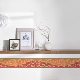 A.S. Création Border Paper Border with Wonderful Flowers in Orange, Red and Beige on 5.00 m x 0.13 m per Roll