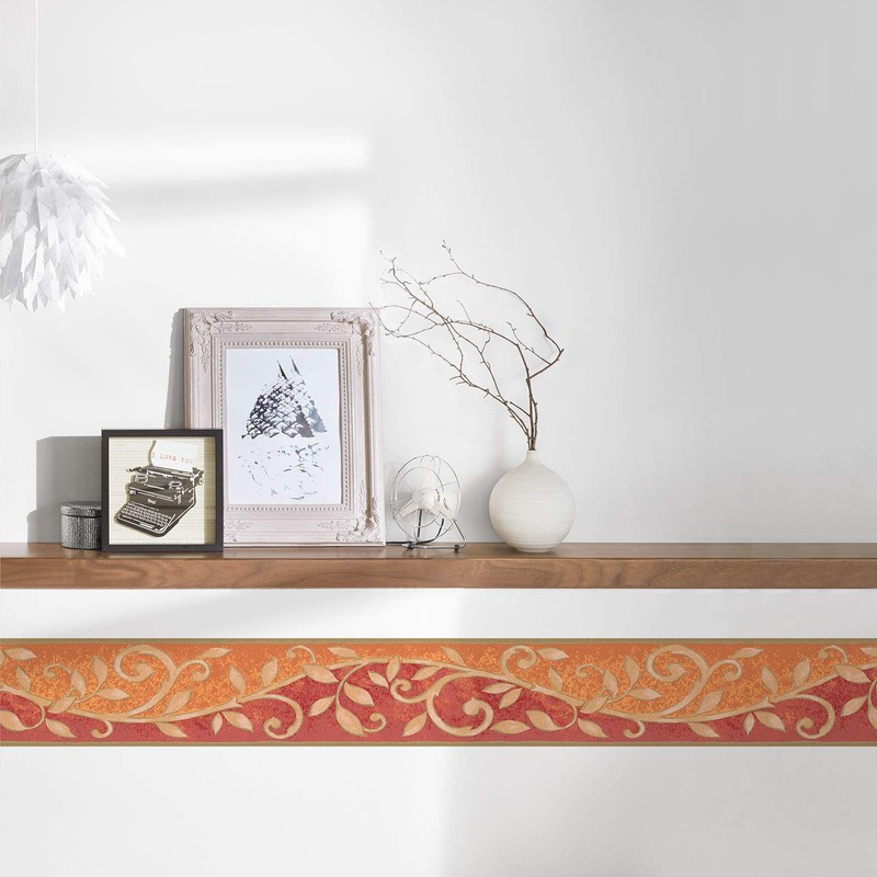A.S. Création Border Paper Border with Wonderful Flowers in Orange,