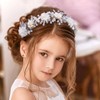 IYOU Flower Princess Headpiece Silver Sparkly Crystal Hair Dress Pearl