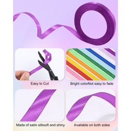 Satin Ribbon Ribbons 12 Colours 22 m x 10 mm, Ribbon Gift Ribbon Ribbons for Crafts, for DIY Arts Crafts, Polyester Satin Ribbon, Gift Packaging, Bows, Wedding Decoration