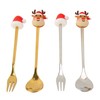 4Pcs Christmas Spoons and Forks Set Stainless Steel Cartoon Funny