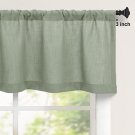 DANCURTON Sage Green Valance for Windows Kitchen Living Room Valance Rod Pocket Boho Farmhouse Country Rustic Bathroom Small Window Treatment Semi Sheer Linen Curtain Valances for Bedroom Light Sage