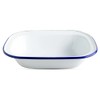 Winsome White Enamel Pie Dish Pudding Baking Steak Oblong Bake