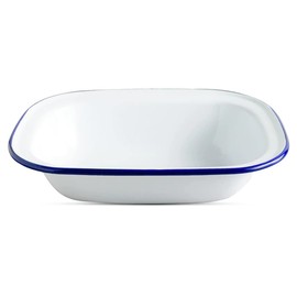Winsome White Enamel Pie Dish Pudding Baking Steak Oblong Bake Oven Tin Pans Traditional Bakeware (L 32 x W 24 x D 7.5 CM)