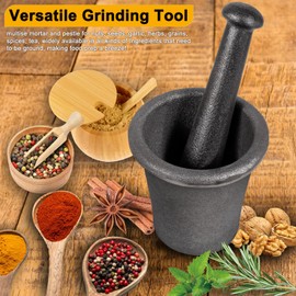 Cast Iron Mortar and Pestle Tool Set Heavy Duty Mortar Pestle Multipurpose for Kitchen Spices Grinder Smasher, Rock-Ore Crusher Large Size 8.3 inch Pestle and 8 Pound Mortar Pestle Set Manual