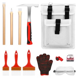 12pcs Geology tool kits，Rock mining tools，Rock hounding tools with exquisite accessory matching，Geological hammer and Foldable shovel (02red)