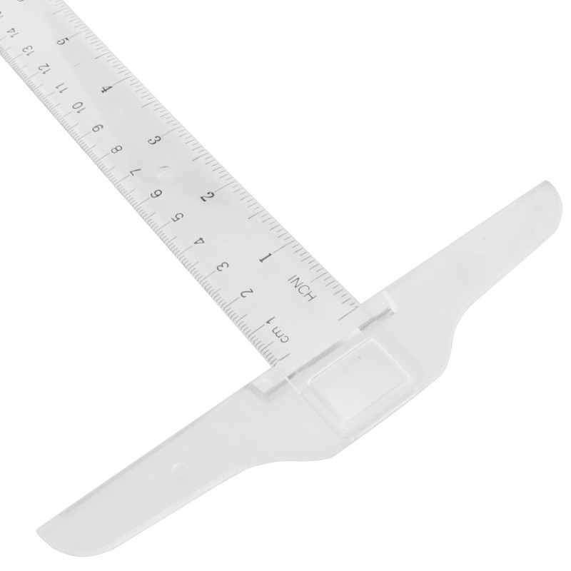 RLECS Plastic Transparent T Ruler T-Square 30cm / 12" Double