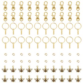 Paquete de 80 colgantes de metal dorado esmaltado con forma de abeja, cierres de langosta giratorios, llaveros de abeja a granel, llaveros para bolsas, abalorios para manualidades, proyectos de arte