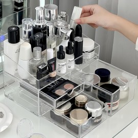 SLHEQING Make Up Organiser with Drawers, Cosmetic Storage Dressing Table Organiser Box for Washbasins, Bedroom, Bathroom