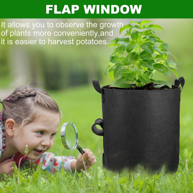 OPPOLIFE 6-Pack 10 Gallon Potato Grow Bags with Flap Window,