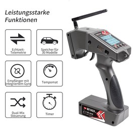 Radiolink RC6GS-V3 7 Channels RC Remote Control with Receiver R7FG Set Gyro Integrated 2.4 GHz RC Remote Control Transmitter for Model Making Car Crawler Truck Boat (English Menu Only)
