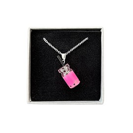 Bubble Tea Necklaces, Boba Tea Necklace, Bubble Milk Tea Necklace, Bubble Tea NecklacesFirst Necklace, Novelty Necklace, Gift For Her, Novelty Gifts, Bubble Tea Gifts (Dark Pink)