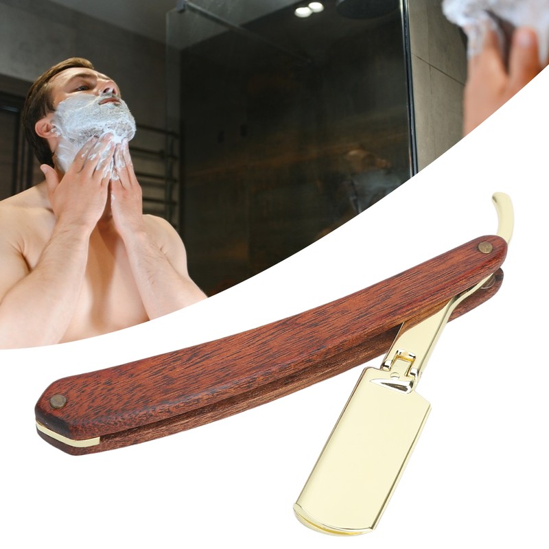 Foldable Beard Clipper Holder Wooden Handle Men Manual Beard Trimmer