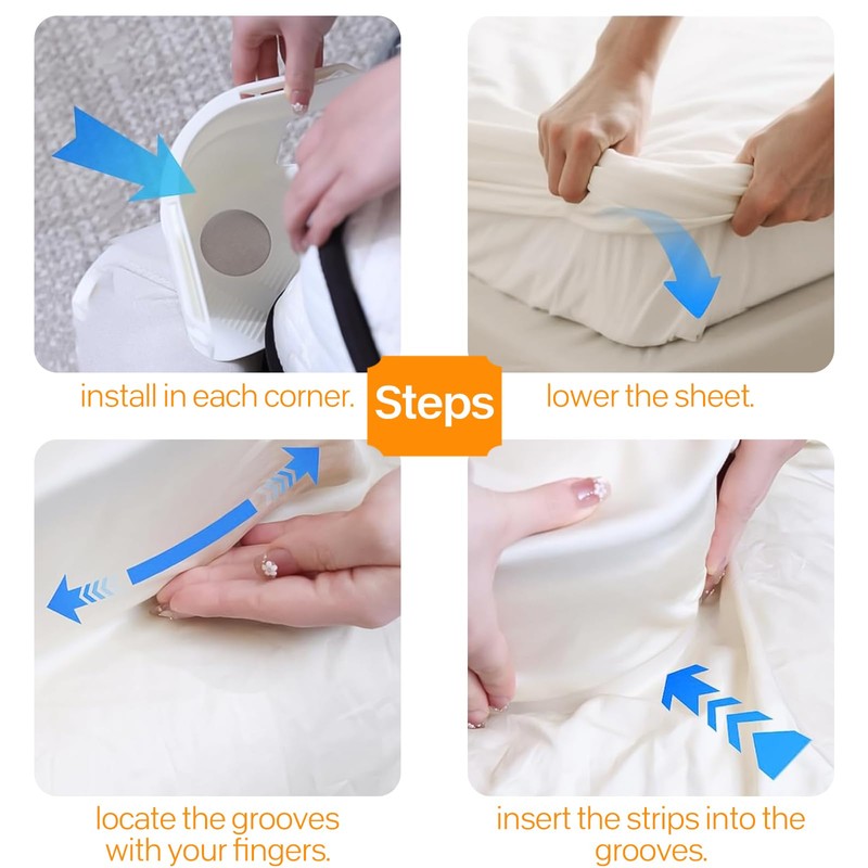 Vtizikl Bed Sheet Holder,Bed Corner Sheet Holder with Lock Strips,4