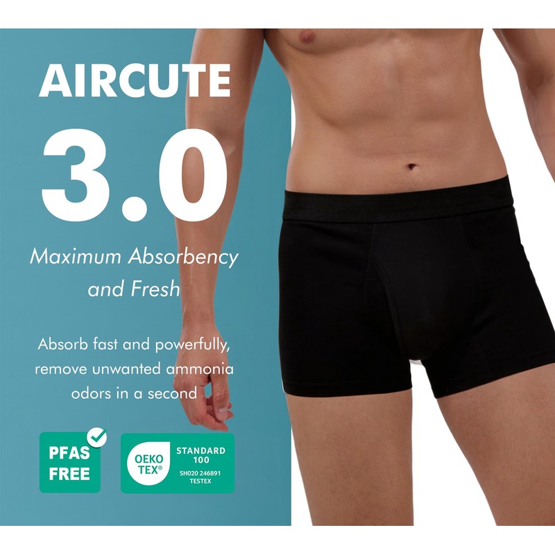 AIRCUTE Men Urine Incontinence Underwear Fly Front Opening Absorbent Leak