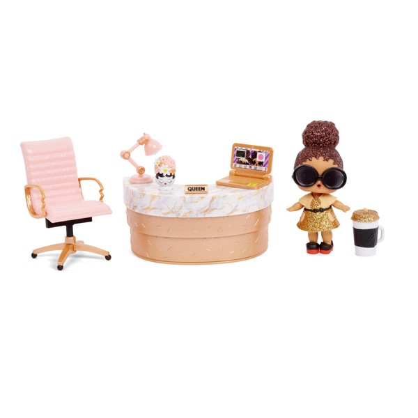 LOL Surprise Furniture Desk Play School and Office with Boss Queen - Pretend Play Educational Toys Learning Kit with 10+ Surprises