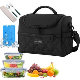 Lonchera Térmica Impermeable con correa - Bolsa de Almuerzo Aislante con Capacidad Grande, Antifugas y Fácil de Limpiar Hielera Portátil Unisex para Trabajo/Picnic/Viajes (Negro C)