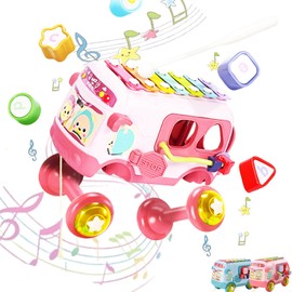 Juguetes Didácticos,Juguetes para Martillar y Clavar,Juguetes Multifuncional con Xilofono,Juguete de autobús Escolar,8 en 1 Juguetes Montessori para niños,Juguetes de música para Empujar y Tirar