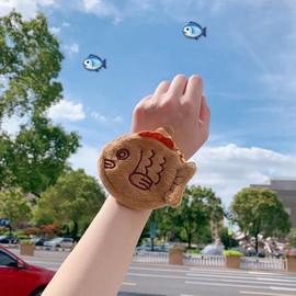 1Pc Brown Cute Plush Coin Purse Keychain, Mini Wrist Purse Bag, Japanese Creative Adjustable Soft Coin Pendant With Zipper Plush Pouch for Girl Women's Coin Purses and Pouches