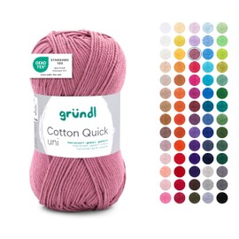 Gründl Wool Cotton Quick Plain - Thin Wool for Crocheting - Knitting Yarn - Crochet Yarn - Shiny and Skin Friendly - 100% Cotton - 1 Ball 50 g / 125 m - Needle Size 3-4 - Dusky Pink