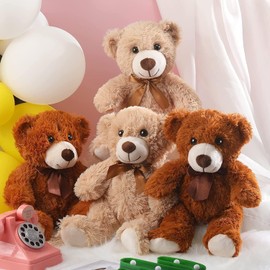 MSYU 4 Packs 14 Inches Bears Plush Stuffed Animals Cute Soft Stuffed Bear Bulk for Girls Boys Girlfriend Gifts (Light Brown, Dark Brown)