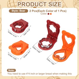 sourcing map 2 Pack Crustless Sandwich Cutter, Flower/Heart Shape Uncrustable Sandwich Maker Sealer Press Bread Cookie Cutter and Sealer for DIY Breakfast Lunch Afternoon Tea (Red/Orange)