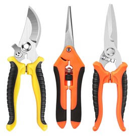 Pruning Shears, 3 Pack Garden Shears, Clippers Handheld, Stainless Steel Garden Snips, Pruners for Gardening, Gardening Scissors Hand Pruner Pruning Shear with Stainless Steel Blades