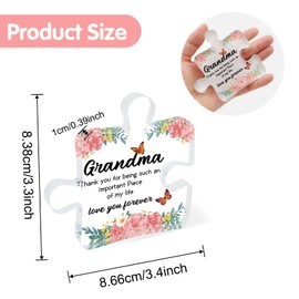 Betagt Gifts for Grandma, Delicate Grandma Birthday Gifts from Grandkids, Engraved Acrylic Puzzle-Shaped Plaque 3.4 x 3.2 inch Thanksgiving Mothers Day Birthday Gifts Present Desk Decorations