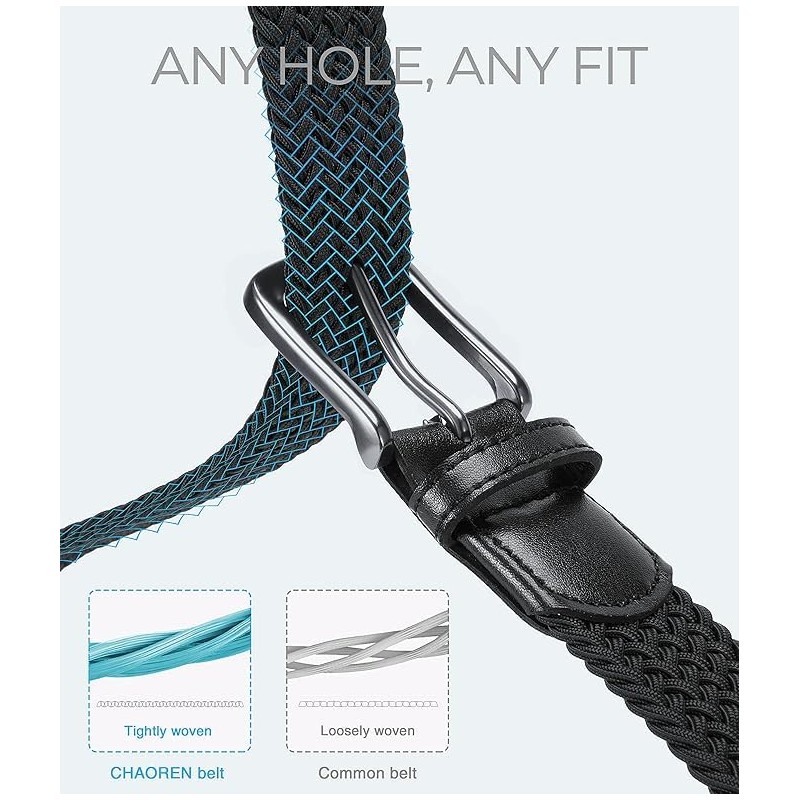CHAOREN Men's Elastic Belt, Braided Belt Without Holes, Robust Construction