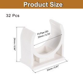 uxcell 32Pcs PVC Water Pipe Clamps Clips, U-Shaped Tubing Hose Buckles, Irrigation Tube Holder for 20mm OD for TV Trays Tubing Hose Hanger Support Tubing, White