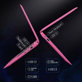 G-Anica Laptop 10.1'' Quad Core Android 12.0 Lightweight Mini Netbook PC computer pink