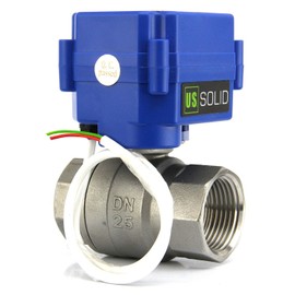 U.S. Solid 1" Motorized Ball Valve DN 25 Stainless Steel Electrical Ball Valve, 9-24V AC/DC, 2 Wire Auto Return Setup